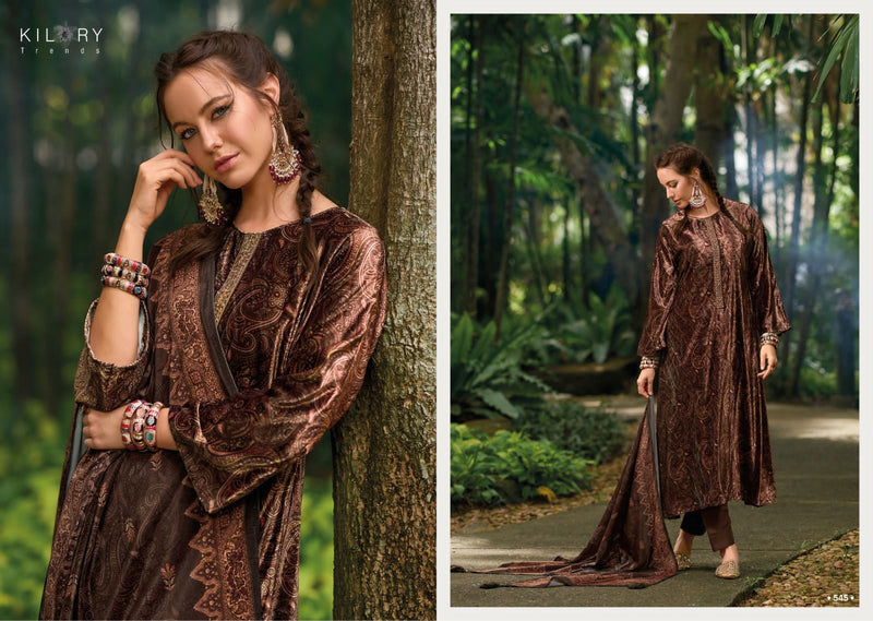 Kilory Trends Mahnoor Velvet Digital Print Embroidery Work Suit Collection