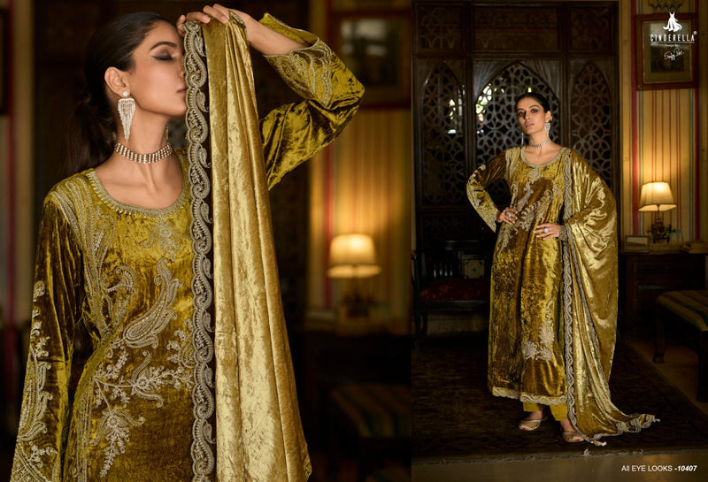 Cindrella Makhmal E kahani Velvet Embroidery Heavy Designer Suit Collection