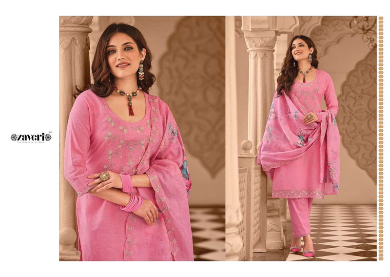 Zaveri Women Beauty Mal Mal Vol 1 Cotton Beautiful Embroidery Designer Ready Made Suits