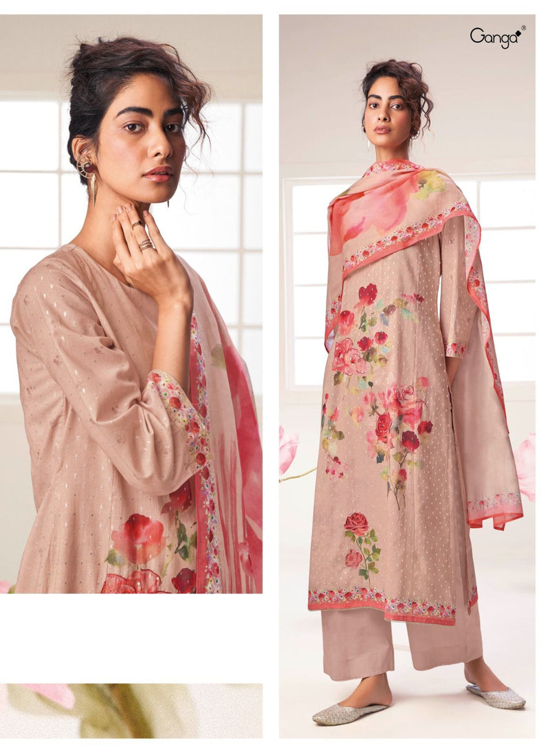 Ganga Malsa Cotton Jari Butti Printed With Embroidery Designer Salwar Suits