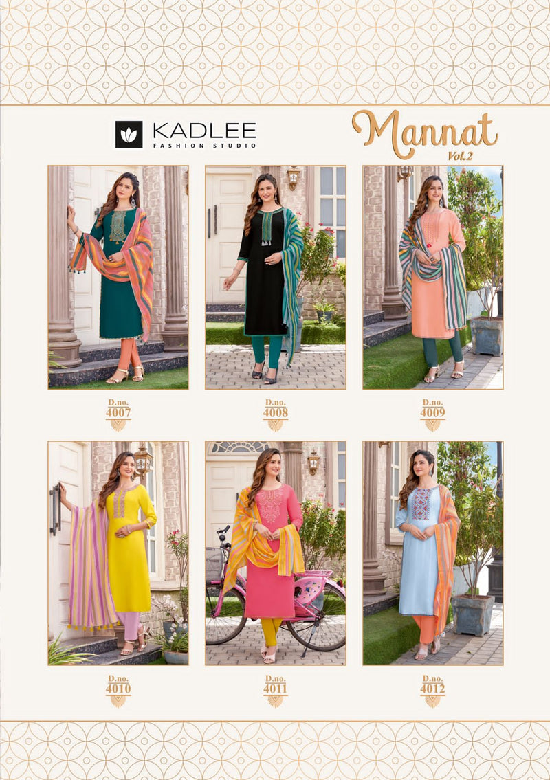Kadlee Fashion Mannat Vol 2 Rayon Weaving Fancy Designer Kurti Combo Set