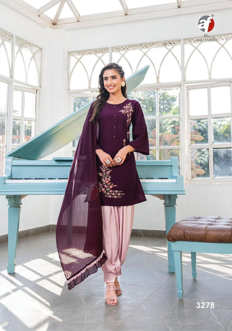 Anju Fabrics Mannat Vol 4 Silk Designer Readymade Kurti With Bottom