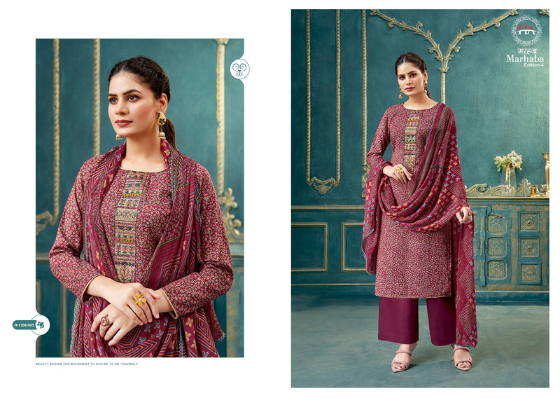 Harshit Fashion Hub Marhaba Vol 4 Cotton Print With Fancy Swarovski Work Suits