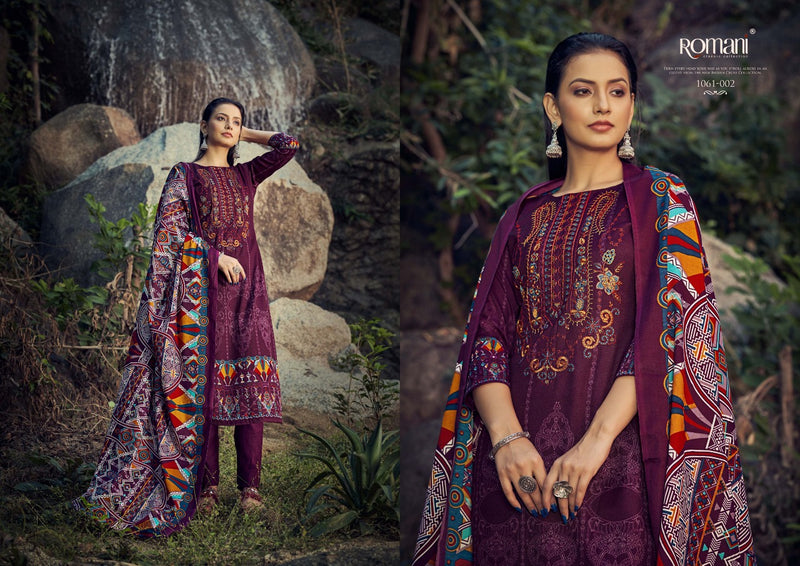 Romani Maria B Cotton With Exclusive Embroidery Work Winter Wear Suit