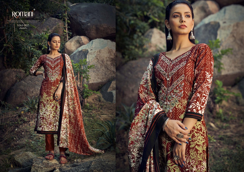 Romani Maria B Cotton With Exclusive Embroidery Work Winter Wear Suit