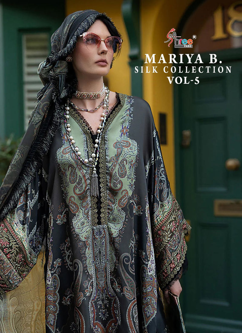 Shree Fabs Maria B Silk Collection Vol 5 Satin Embroidered Suit Collection