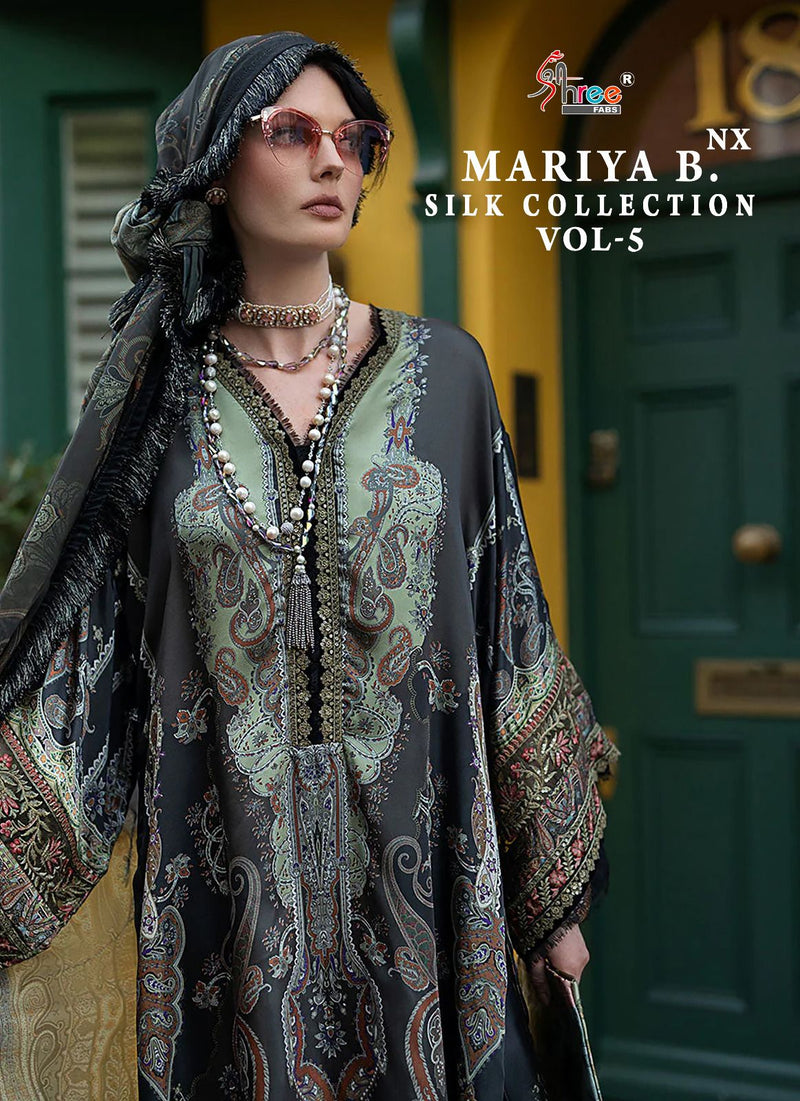 Shree Fabs Maria B Silk Collection Vol 5 Nx Satin Embroidery Salwar Suit