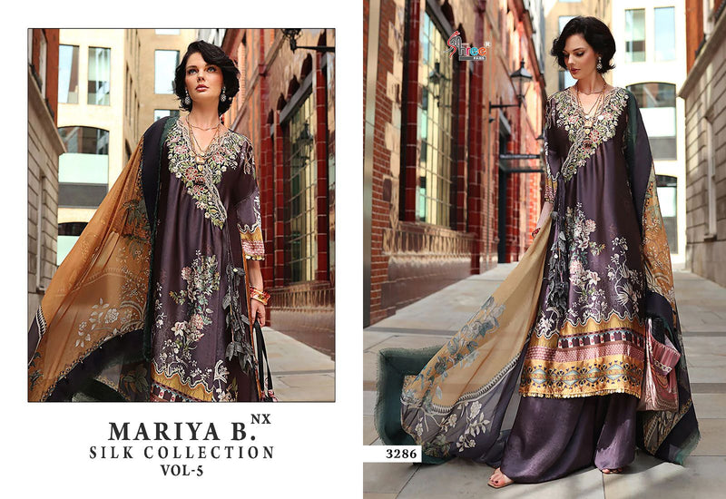 Shree Fabs Maria B Silk Collection Vol 5 Nx Satin Embroidery Salwar Suit