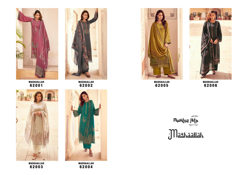 Mumtaz Arts Mashallah Pashmina Digital Printed With Heavy Neck Work Suit Collection