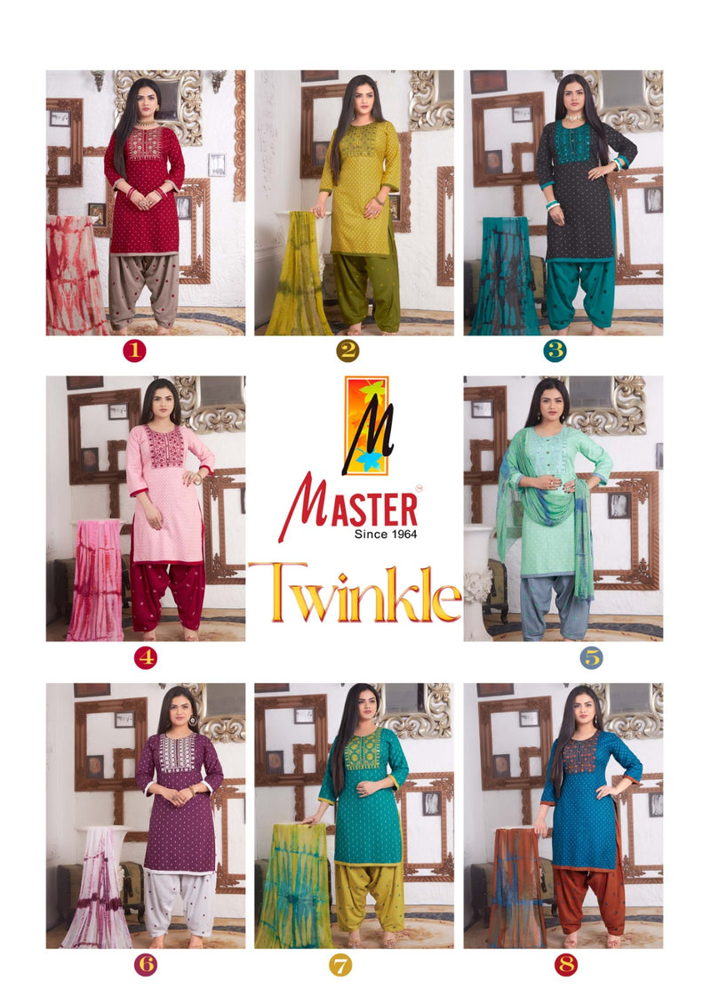 Master Twinkle Printed Rayon Ready Made Patiyala Suits