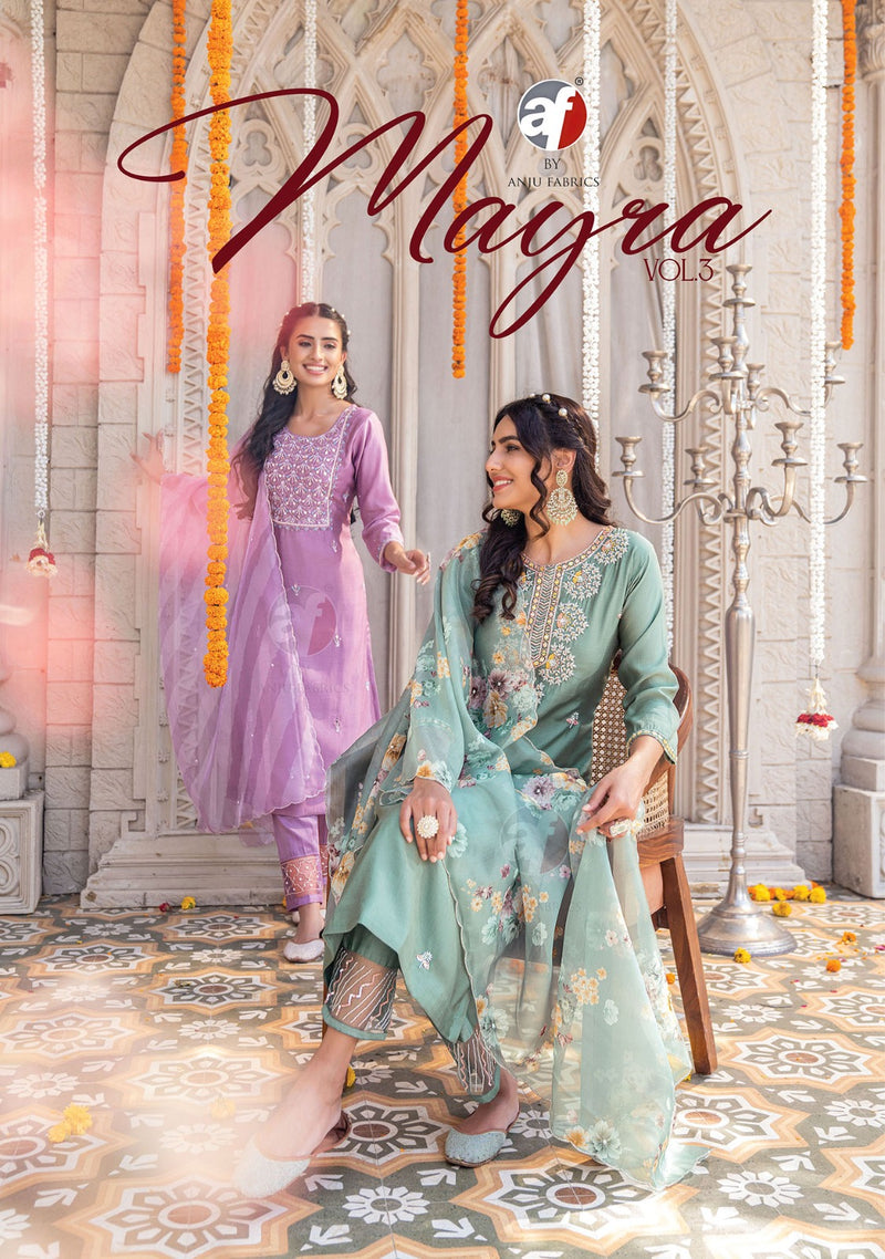 Anju Fabrics Mayra Vol 3 Viscose Heavy Hand Work Designer Suit With Bottom