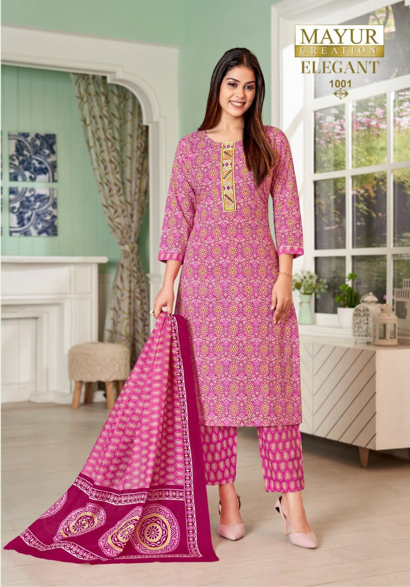 Mayur Creation Elegant Vol 1 Printed Cotton Fancy Tie Pattern Kurti Pant & Dupatta Set