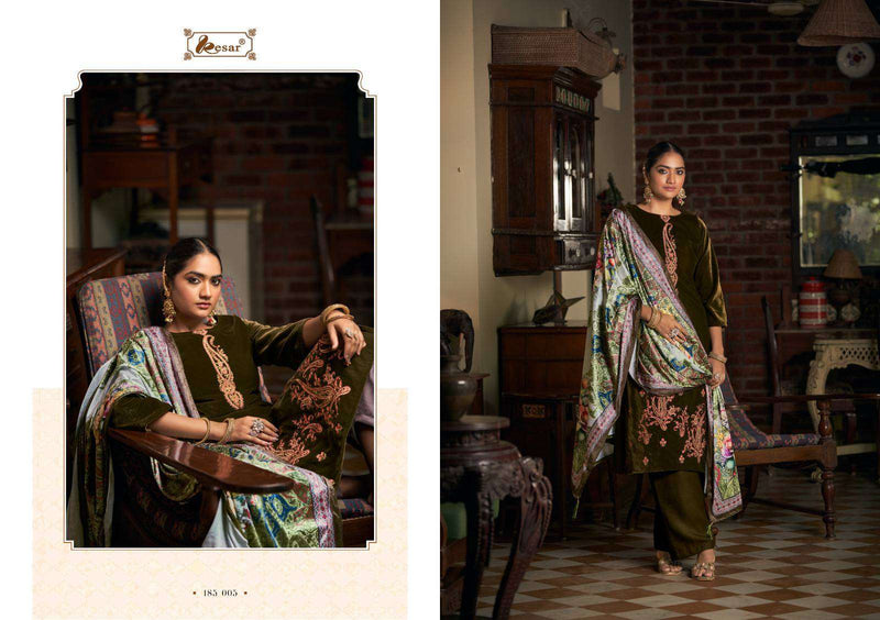 Kesar Meenakari Velvet Embroidery Work Designer Winter Suit Collection
