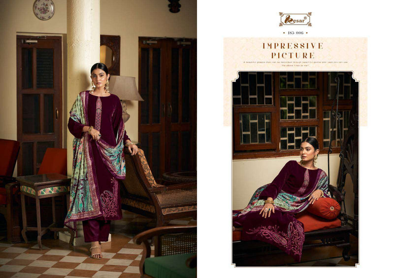 Kesar Meenakari Velvet Embroidery Work Designer Winter Suit Collection