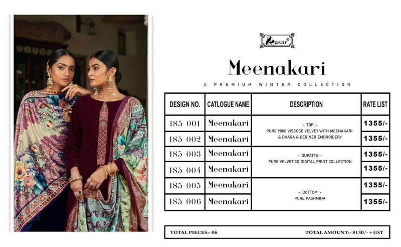 Kesar Meenakari Velvet Embroidery Work Designer Winter Suit Collection