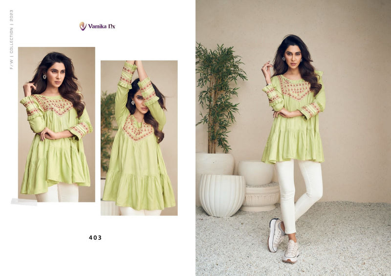 Vamika Nx Meeraki Rayon Fancy Designer Short Causal Wear Tops