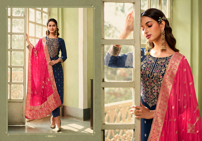 Zisa Charmy Mehar Silk Weaving Jacquard Meena Embroidery Work Fancy Partywear Salwar Kameez