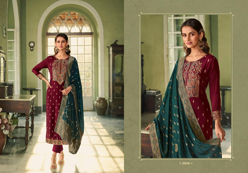 Zisa Charmy Mehar Silk Weaving Jacquard Meena Embroidery Work Fancy Partywear Salwar Kameez