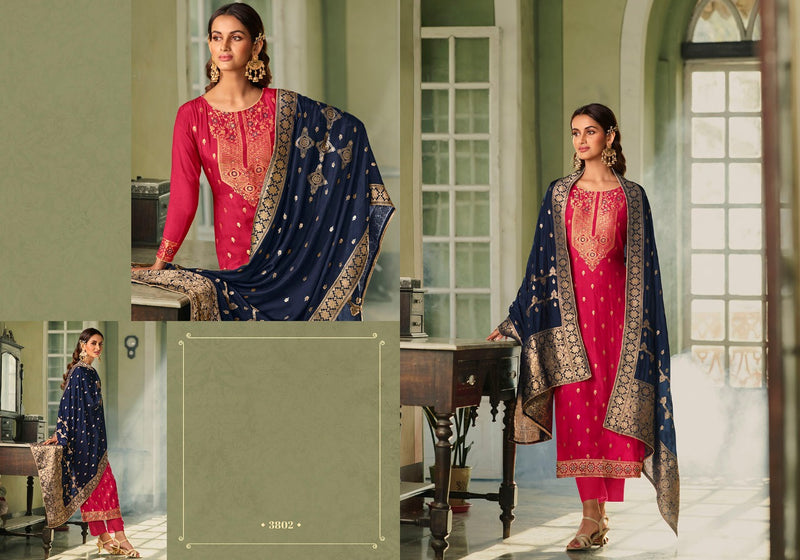 Zisa Charmy Mehar Silk Weaving Jacquard Meena Embroidery Work Fancy Partywear Salwar Kameez