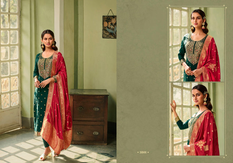 Zisa Charmy Mehar Silk Weaving Jacquard Meena Embroidery Work Fancy Partywear Salwar Kameez