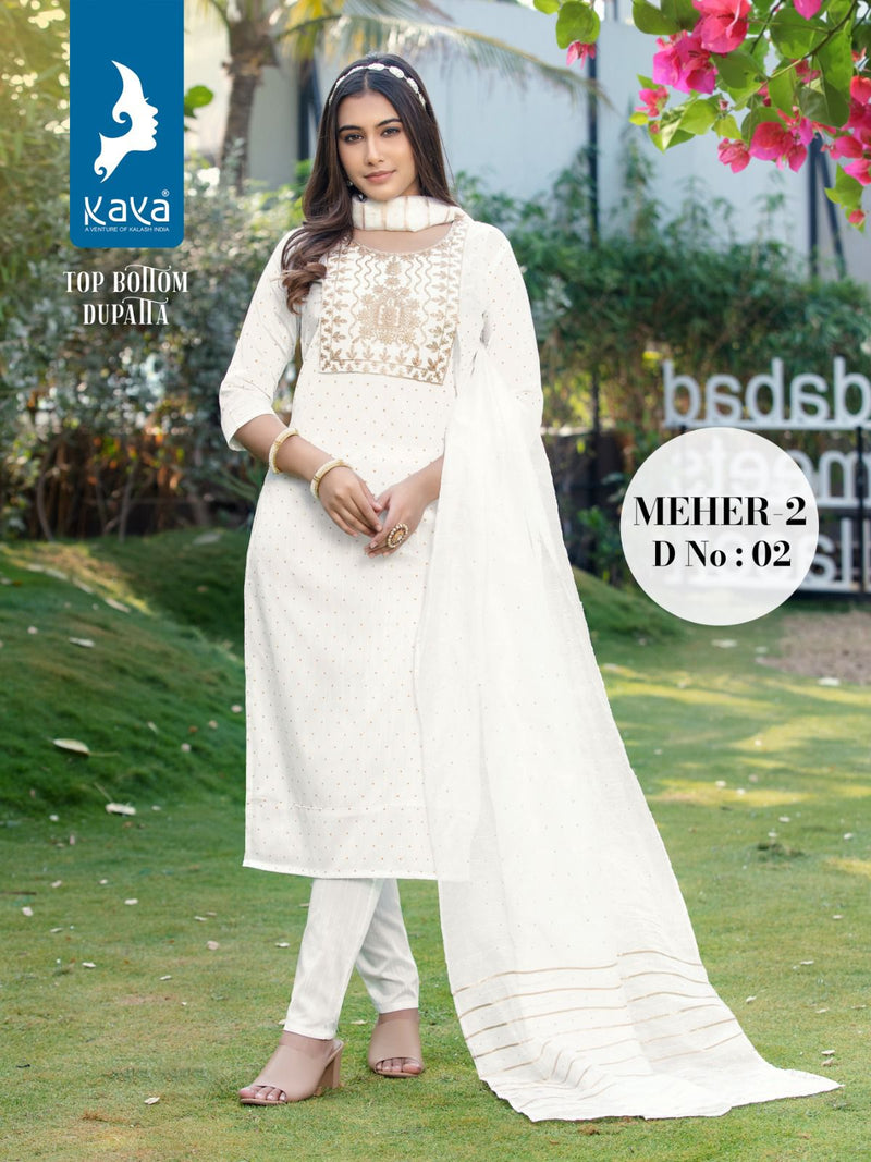 Kaya Meher Vol 2 Silk Fabric Fancy Designer Kurti With Bottom & Dupatta