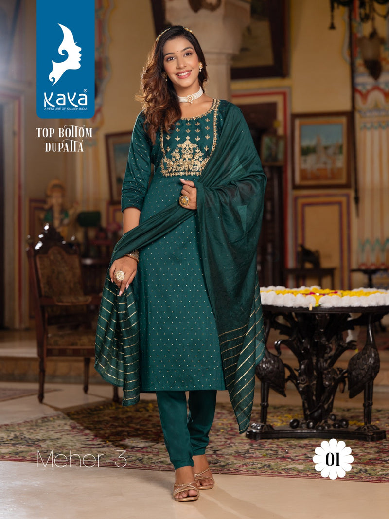 Kaya Creation Meher Vol 3 Silk Embroidery Fancy Kurtis Collection