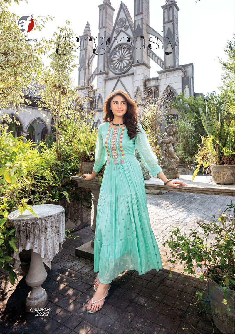 Anju Fabrics Memories Vol 4 Cotton Beautiful Embroidery Designer Gowns