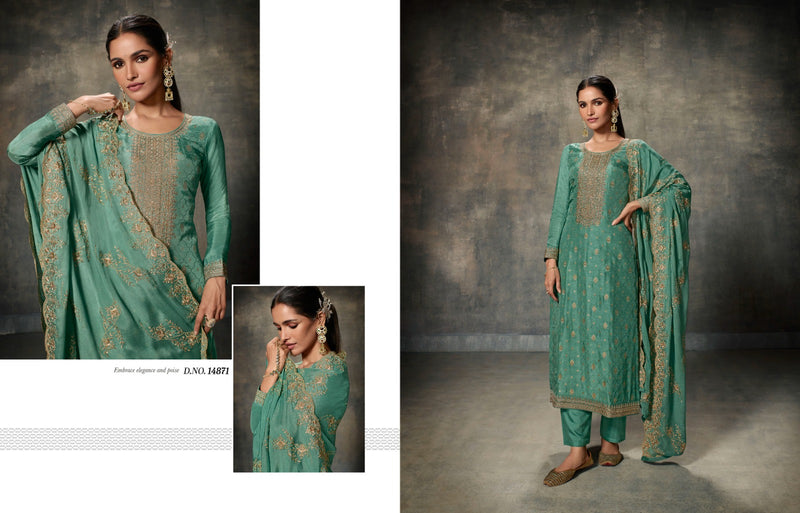 Zisa Memsahiba Viscose With Coding Embroidered Suit Collection