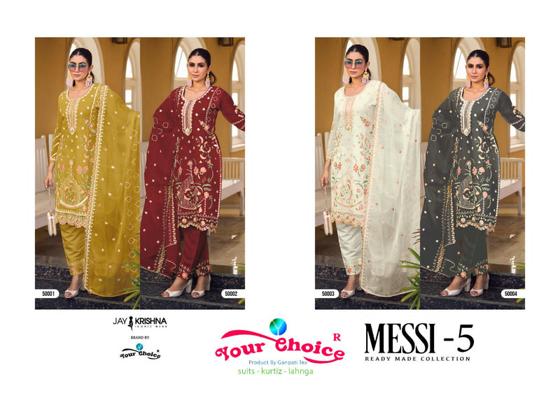 Your Choice Messi Vol 5 Organza Beautiful Designer Ready Made Party Wear Suits