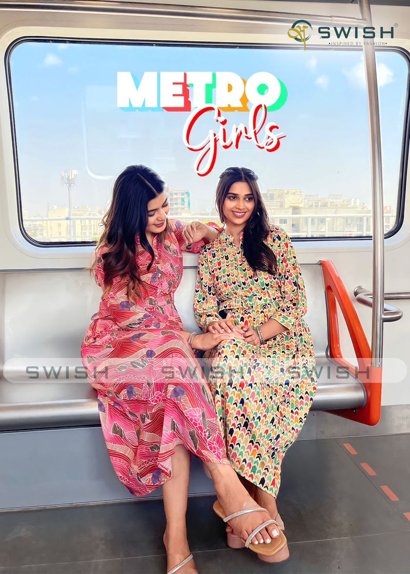 Swish Metrogirls Rayon Digital Print Fancy Party Wear Kurtis