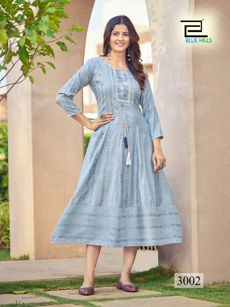 Blue Hills Milky Bar Vol 3 Rayon With Embroidery Work Long Gown Collection