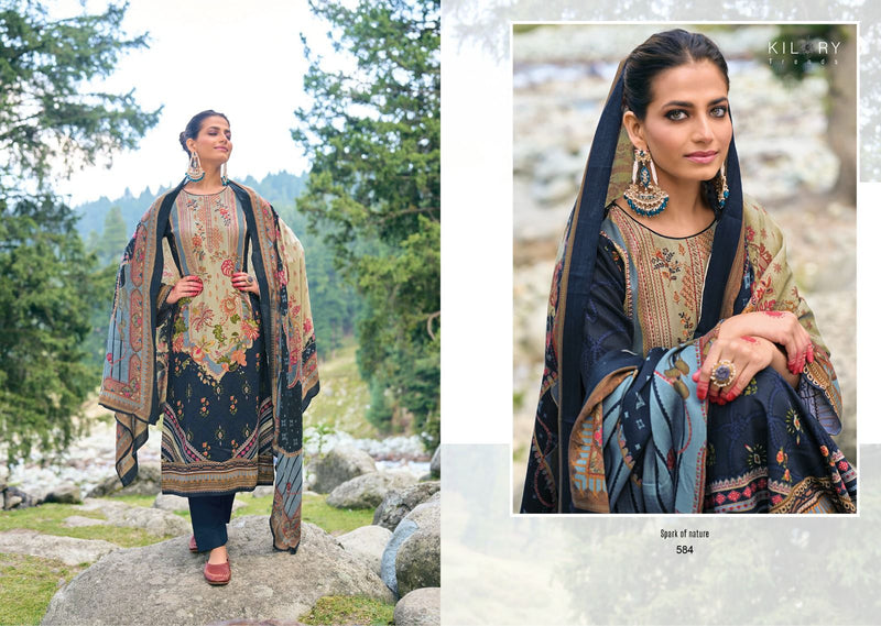 Kilory Trends Minhal Pashmina With Digital Printed Fancy Work Suit Collection