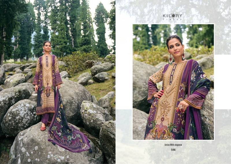 Kilory Trends Minhal Pashmina With Digital Printed Fancy Work Suit Collection