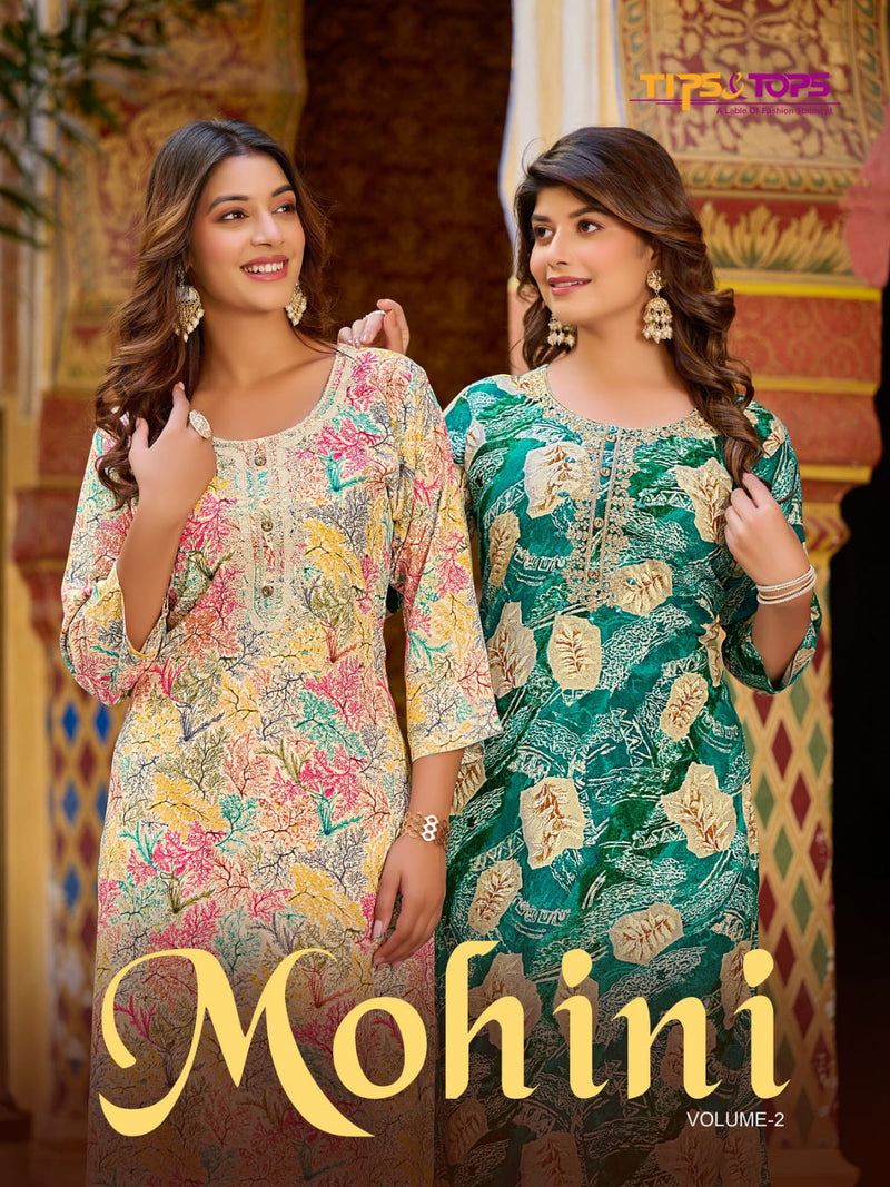 Tips And Tops Mohini Vol 2 Rayon Embroidery Work Daily Wear Fancy Kurti