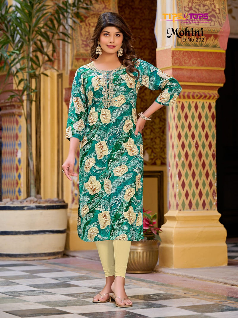 Tips And Tops Mohini Vol 2 Rayon Embroidery Work Daily Wear Fancy Kurti