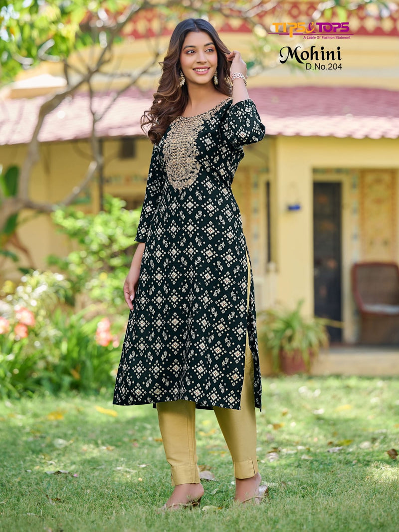 Tips And Tops Mohini Vol 2 Rayon Embroidery Work Daily Wear Fancy Kurti