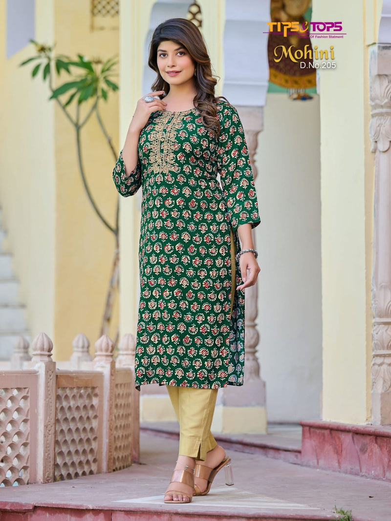 Tips And Tops Mohini Vol 2 Rayon Embroidery Work Daily Wear Fancy Kurti