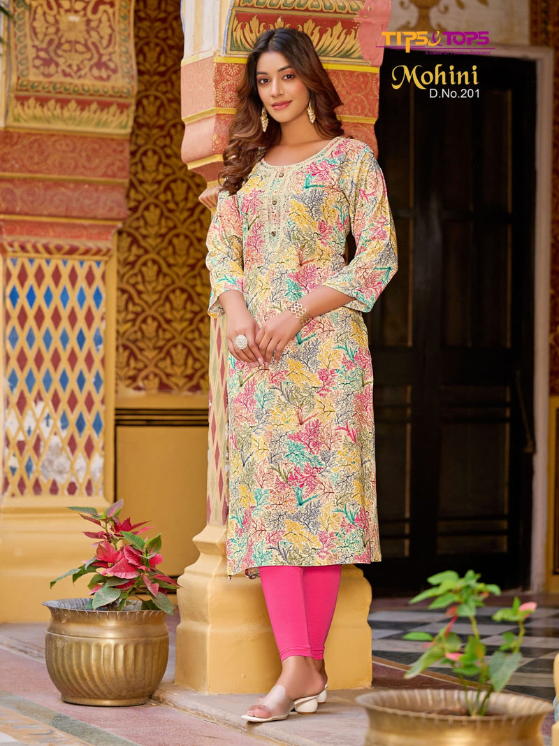 Tips And Tops Mohini Vol 2 Rayon Embroidery Work Daily Wear Fancy Kurti