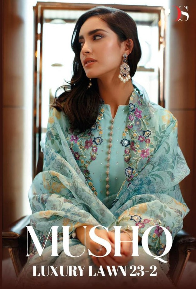 Deepsy Suits Mushq Luxury Lawn 23 Vol 2 Cambric Cotton Embroidery Designer Fancy Suits