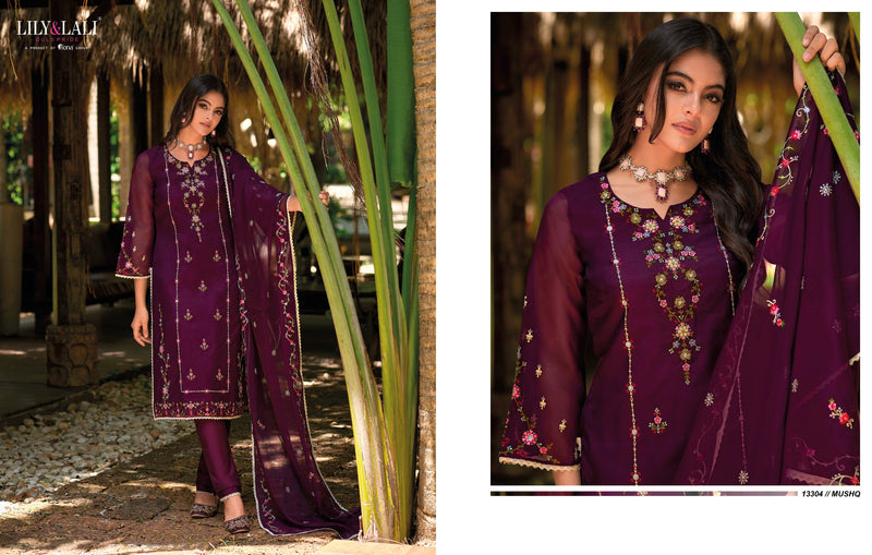 Lily And Lali Mushq Organza Handwork Designer Readymade Suits Collection
