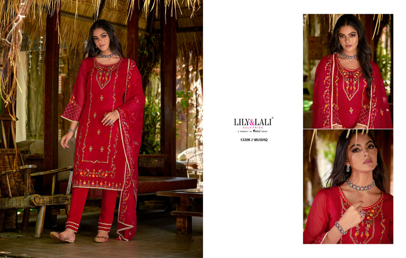 Lily And Lali Mushq Organza Handwork Designer Readymade Suits Collection