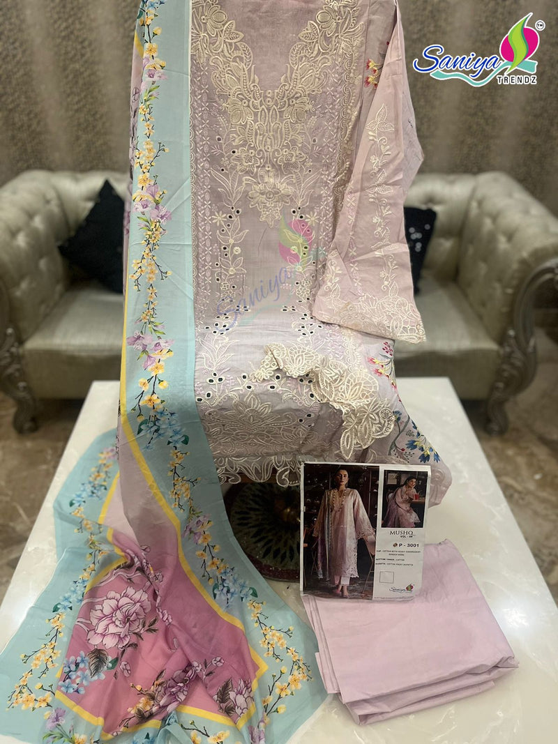 Saniya Trendz Mushq Vol 9 Cambric Cotton With Fancy Embroidered Pakistani Suits