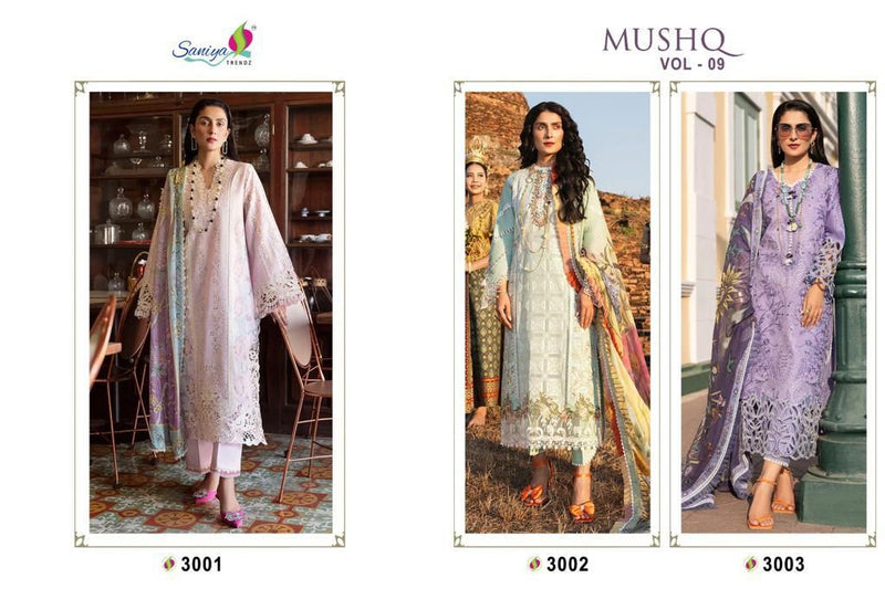 Saniya Trendz Mushq Vol 9 Cambric Cotton With Fancy Embroidered Pakistani Suits