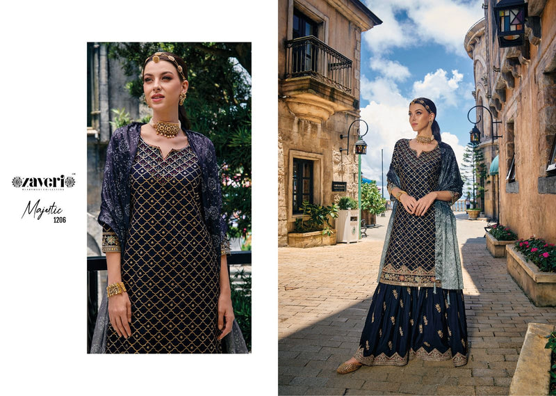 Zaveri Woman Beauty Majestic Chinon With Beautiful Embroidery Designer Ready Made Suits