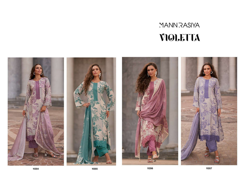 Mannrasiya Violetta Pure Modal Muslin Silk Fancy Work Salwar Suit