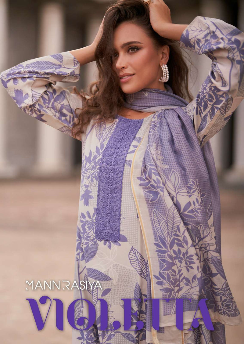 Mannrasiya Violetta Pure Modal Muslin Silk Fancy Work Salwar Suit