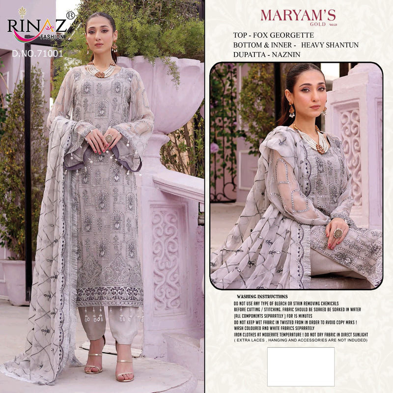 Rinaz Fashion Mariyam Gold Vol 23 Fox Georgette With Heavy Embroidered Pakistani Suits