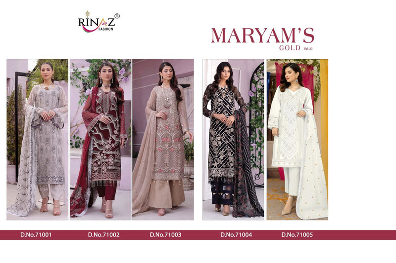 Rinaz Fashion Mariyam Gold Vol 23 Fox Georgette With Heavy Embroidered Pakistani Suits