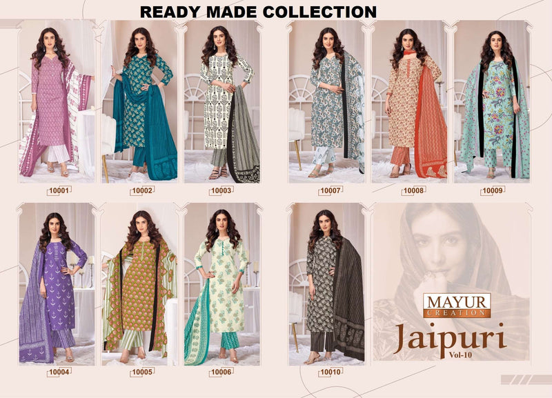 Mayur Creation Jaipuri Vol 10 Pure Cotton Print Readymade Pret Kurti
