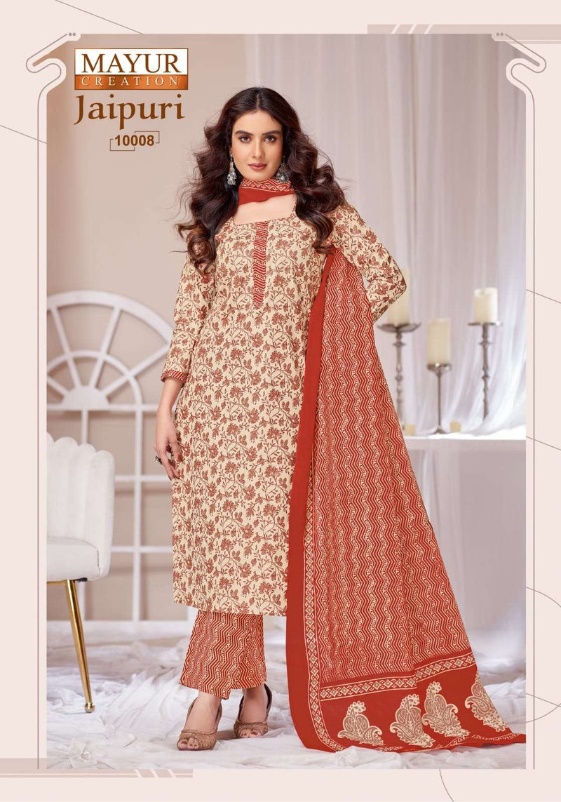 Mayur Creation Jaipuri Vol 10 Pure Cotton Print Readymade Pret Kurti